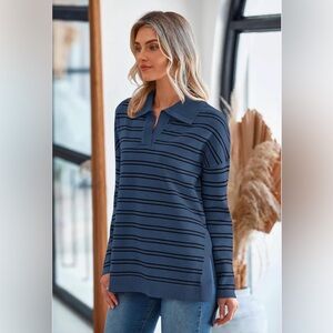 Oversized Striped Tunic Sweater